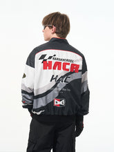Letter Embroidered Color - Blocked Moto Racing Jacket - COPPING THREADS - Harsh and Cruel